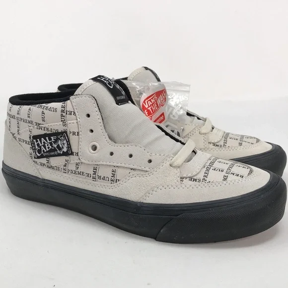 Vans x Supreme Half Cab Pro ‘92 Men’s Off White Black Skateboard Shoes - Size 8 - Picture 11 of 16